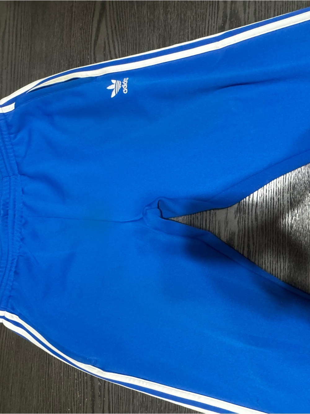 Adidas men Blue Three-Stripe Track Pants
